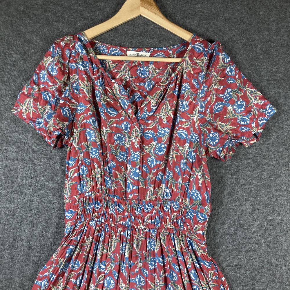 Natural Life Dress Womens Medium Floral Print Maxi Short Sleeve Boho Romantic - Picture 2 of 12